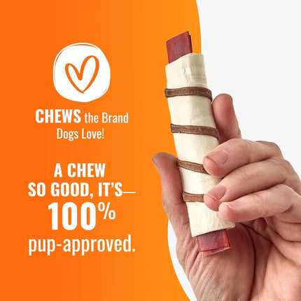 GOOD 'N' FUN Triple Flavor Wraps with Beef Tendon Chews, High-Protein Dog Treat for All Adult Dogs, Made with Real Beef Hide, Chicken & Beef Tendon, 8 Count