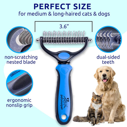Double-Sided Pet Deshedding & Dematting Brush — Undercoat Rake for Dogs and Cats - photo 6