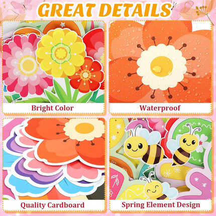 Spring Bulletin Board Decorations for Classroom,Our Classroom is in Full Bloom Spring Flower Cutouts Bulletin Board Decoration for School Classroom Office Chalkboard Door Party Decor