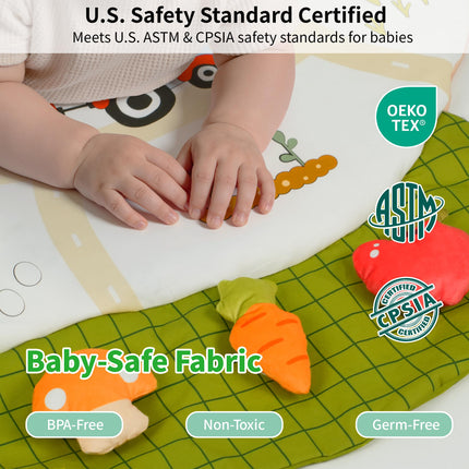 Baby Gym Play Mat, 4-in-1 Tummy Time Mat & Farm-Themed Activity Gym