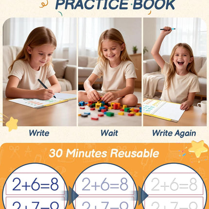 Magic Grooved Writing Practice for Kids Ages 3–8 – 8-Book Reusable 3D Handwriting & Tracing Workbook Kit with Disappearing Ink, Preschool Learning Activity