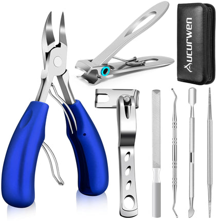 Toenail Clippers for Seniors Thick Toenails, Heavy Duty Toe Nail Clippers Adult Thick Nails Long Handle, Large Toenail Clippers for Thick Nails 7Pcs