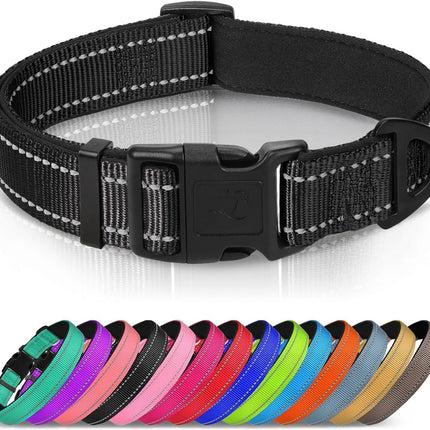Joytale Reflective Dog Collar,Soft Neoprene Padded Breathable Nylon Pet Collar Adjustable for Puppy and Small Dogs,Black,XS