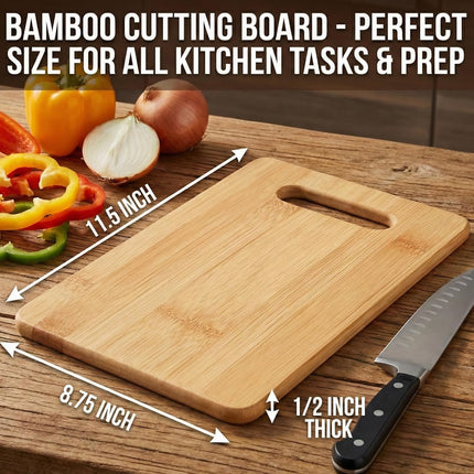 Handcrafted Bamboo Cutting Board – Genuine U.S.A. Made, Multiple Sizes – Premium Bamboo Wood, Perfect for Kitchen Prep or Personalized Engraved Gifts (Medium)