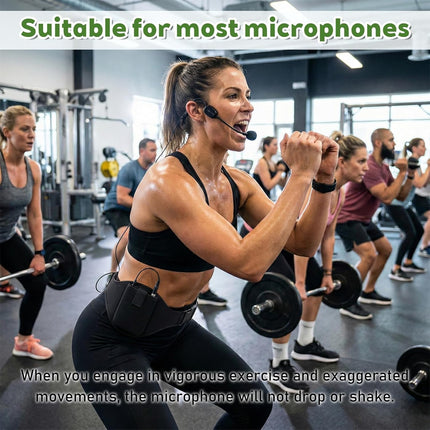 8 Pcs Mic Belt, Black Wireless Microphone Holder with Anti Dropping Strap Adjustable Neoprene Belt Waistband Bag for Theatre, Public Speaking, Fitness, Instructors,