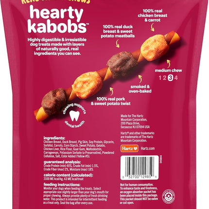 Hartz Oinkies Hearty Kabob Dog Treats with 100% Real Chicken, Duck, Sweet Potato & Carrot, Rawhide-Free, Natural Dog Treats, Highly Digestible Long Lasting Chews, 18 Count