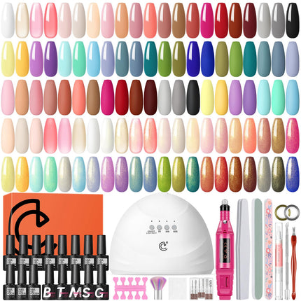 Set de 25PCS de esmalte de uñas en gel colores de otoño, esmalte en gel soak off con brillo y mate, capa superior dorada plateada con glitter, rojo marrón negro blanco verde DIY para mujeres y niñas