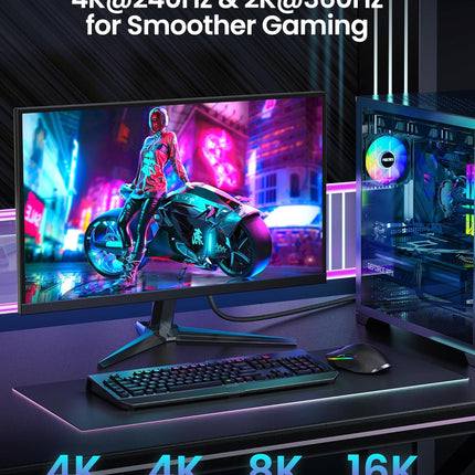 Silkland Short 54Gbps DisplayPort 2.1 Cable 1.5FT [VESA Certified], DP 2.1 Cable [16K@30Hz, 8K@120Hz, 4K@240Hz, 2K@360Hz] HDR, DSC 1.2a, Compatible FreeSync G-Sync Gaming Monitor 4090 3090Ti 7900XTX
