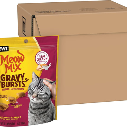 Meow Mix Gravy Bursts Chicken Flavored Cat Treats, 2.7 Oz. Bag (Pack of 5)
