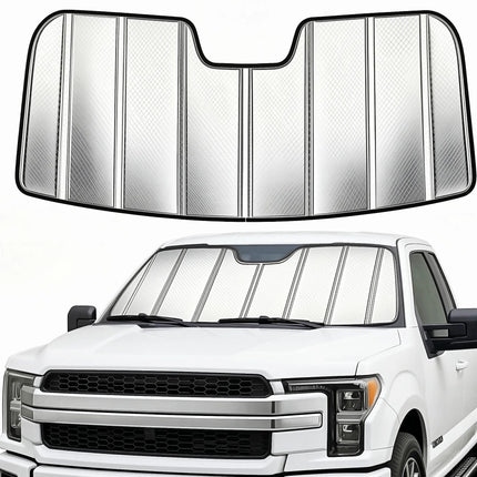 Windshield Sun Shade for Chevrolet Silverado/GMC Sierra 1500/2500HD/3500HD for 2019-2026, Foldable 3-Layer High Reflective Silver Sunshade, Blocks UV Rays & Reduces Cabin Heat