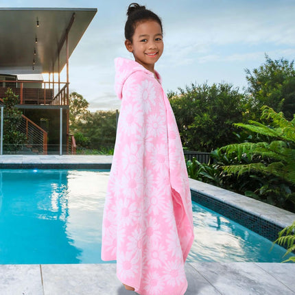 Toddler Hooded Towel Wrap, 3-10 Years, 100% Cotton,Daisy
