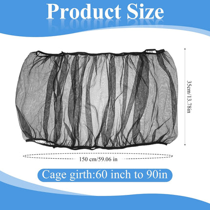 2 Pcs Bird Cage Seed Catcher, Elasticity Bird Cage Cover Seed Catcher Guard Birdscage Net Skirt Netting for Parrot Parakeet, Black