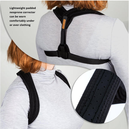 Adjustable Figure 8 Back Brace Posture Corrector worn by model - lifestyle view