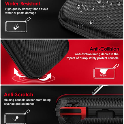 Carrying Case for Nintendo Switch and NEW Switch OLED Model(2021),Portable Hard Shell Pouch Carrying Travel Game Bag for Switch Accessories Holds 10 Game Cartridge (Black)
