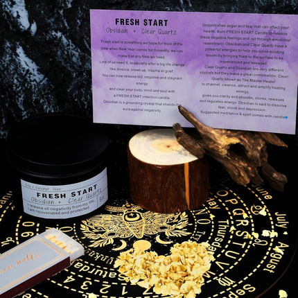 Crystal Candles, Healing Magic Candles, Mind-Body Meditation, Gifts to Encourage Women, New Job Gifts.(Fresh Start)