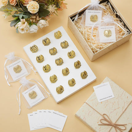 Sureio 30 Set Leadership Lapel Pins Bulk 2026 Graduation Souvenir Gifts Gold School Award Badges 1 Inch with Card, Organza Bag for Student Teacher Congrat Grad Party