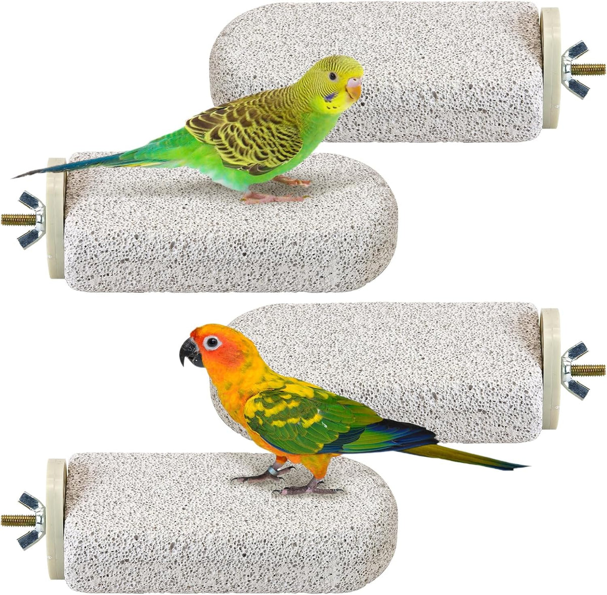 4 Pcs Large Natural Parrot Beak Grinding Stone Parakeet Chew Toy Calcium Parrot Perch Stand Bird Cage Accessories for