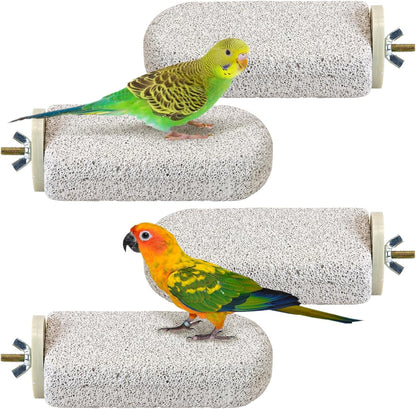 4 Pcs Large Natural Parrot Beak Grinding Stone Parakeet Chew Toy Calcium Parrot Perch Stand Bird Cage Accessories for