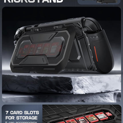 Mumba Dockable for Nintendo Switch 2 Case with Flip Stand, [Titan] Ergonomic Switch 2 Grip Protective Cover Holds 5 Game Cards & 2 TF Cards TPU Accessories and Quick-Release Joy-Con Design(Black)