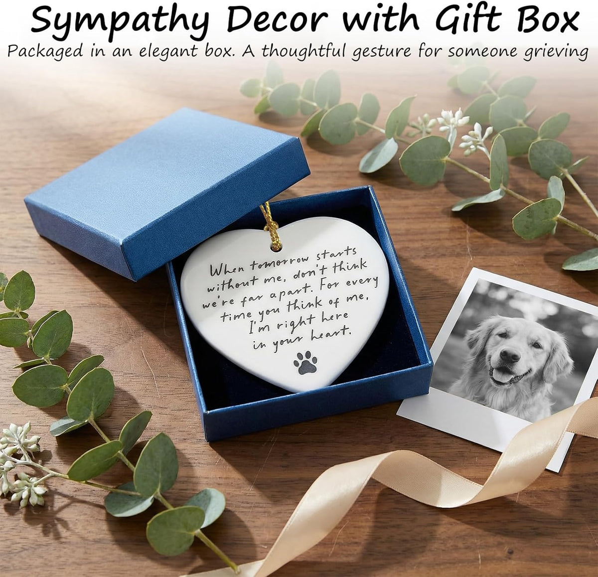 Pet Memorial Ceramic Heart Keepsake Ornament with Gift Box - photo 2
