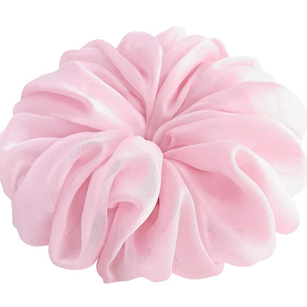 38 Colors Available, Big Scrunchies for Hair, Soft Cheer Chiffon large Ponytail Holder, Cute Birthday Gift for Women Girl Teen, Holiday Accessory (Baby Pink)