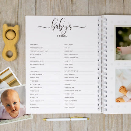 Personalized Baby Journal - Hardcover First Year Album Customized with Baby’s Name & Initial - Prompted Baby Memory Book (Wildflower Wreath Initial)
