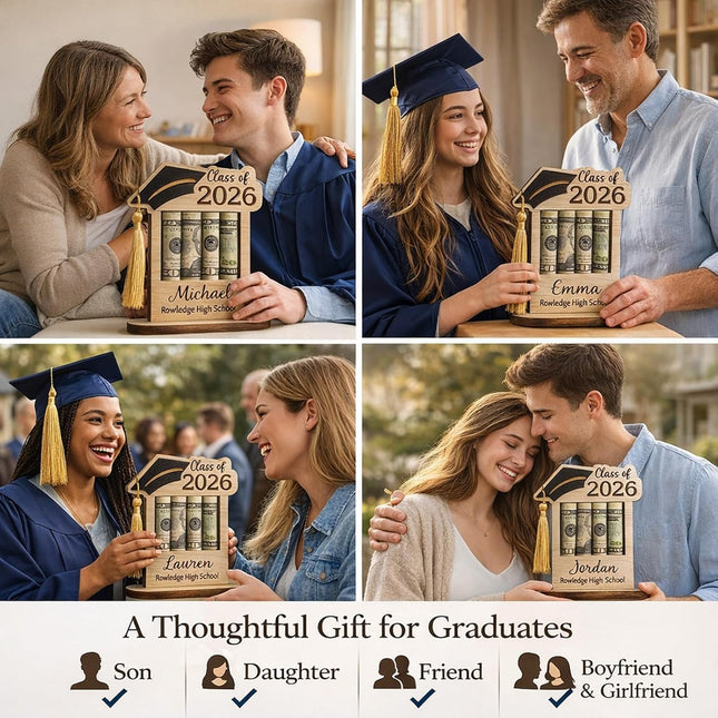 Graduation Gifts Class of 2026 Money Holder - Custom Name & School