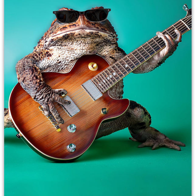 Funny Birthday Card for Women, Men, Friends! Hilarious Toad Guitar Photo