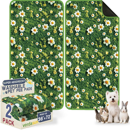 Tapetes lavables para orina de perros, tapetes reutilizables para entrenamiento de cachorros, tapetes y mat ultraabsorbentes gruesos impermeables a prueba de fugas antideslizantes para jaula, corralito, piso, crianza y entrenamiento, 2 pack 18"x24"
