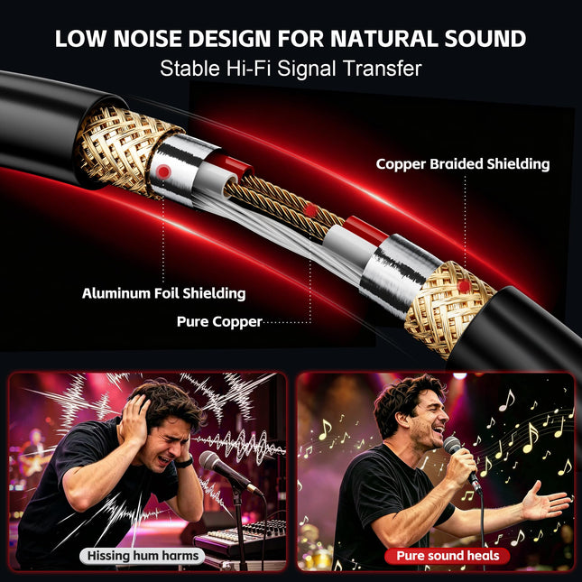 XLR Cables 3FT 6FT 10FT 15FT 25FT 50FT 100FT, Shielded Microphone Cable
