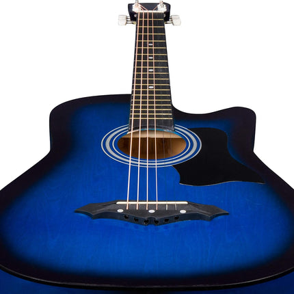 Joymusic 38 inch blueburst beginner acoustic guitar kit,bundle with a strap with picks holder,digital tuner, set strings, capo,cleaning cloth,6 picks,gig bag.(JG-38C,BLS)