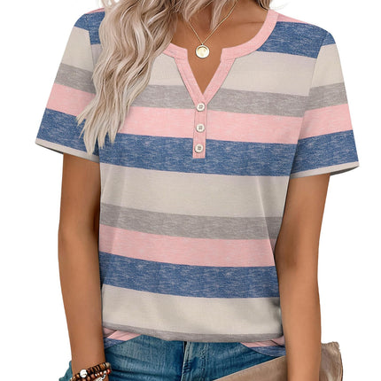 Blusas de verano para mujer con cuello V y manga corta, elegantes y casuales
