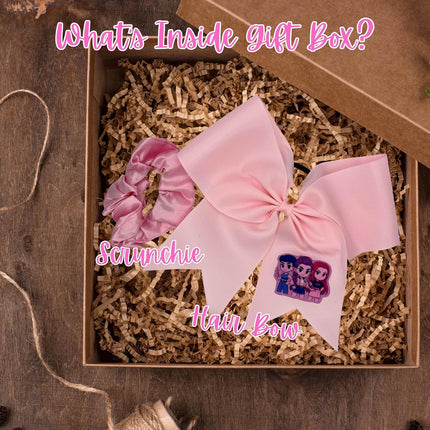 K-Pop Inspired Large Hair Bow with Matching Scrunchie – Purple Bow Gift Set for Girls – Cute Cheer Hair Accessory for Birthdays, Dance, School & Everyday Hairstyles (Lilac)