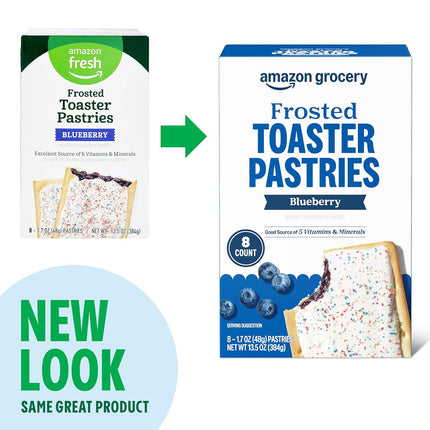 Amazon Grocery, Frosted Toaster Pastries, Blueberry, 13.5 Oz, 8 Ct