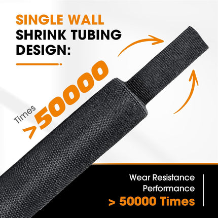 2:1 Ratio Automotive Heat Shrink Braided Sleeve, Cord Protector, Wear-Resistant Fabric Flat Woven Shrinkable Tubing Wires Hoses Protection (3/8"-15ft)