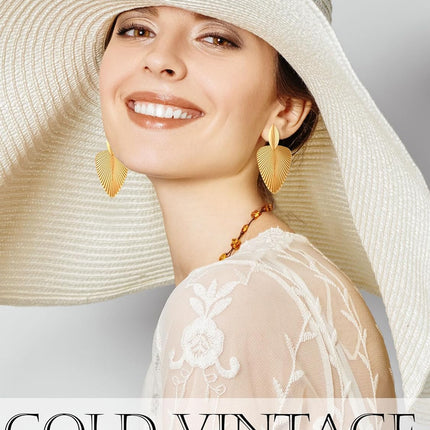 Glenmal 6 Pair Gold Statement Earrings for Women Large Gold Geometric Earrings Woven Twisted Leaf Earring Jewelry Gift