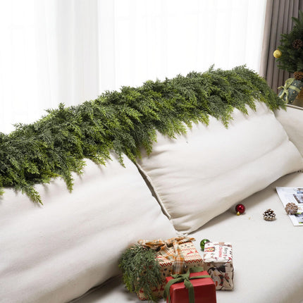 9Ft Christmas Garland,Real Touch Cedar Garland,Realistic Faux Pine Garlands