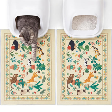 Cat Litter Mat, 2 Pack 33" x 22" Machine Washable for Litter Boxes