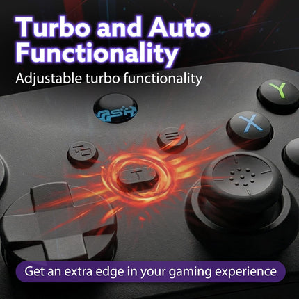 Fosmon 2.4G Wireless PC Controller with Hall Effect Triggers, 2 Programmable Buttons For Switch 2/1/Lite/OLED/Windows PC/Steam Deck/Android/iOS, Bluetooth Gaming Pro Controller, Black