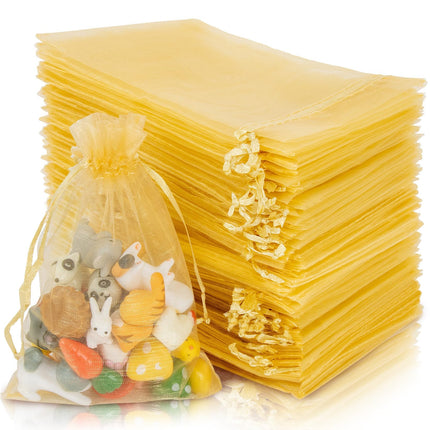 100pcs Organza Bags 5''x7'' - White Mesh Drawstring Gift Bags
