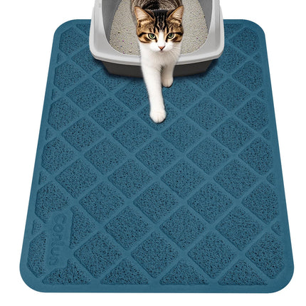 Cat Litter Mat Litter Trapping Mat, Premium Durable PVC Grid Mesh with Scatter Control, Non-slip, Less Waste Cat Litter Box Mat, Soft on Kitty’s Paws, Urine Waterproof, 24" x 17" Grey