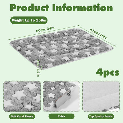 4 piezas de tapete para cama de perro, reversible, lavable a máquina, para jaula, para perros pequeños, medianos y grandes (16 x 24 x 1.2 Inch, gris)
