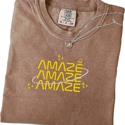 Embroidered Amaze Amaze Amaze Shirt, Sci Fi Inspired Comfort Colors T-Shirt, Funny Space Quote Tee Multi