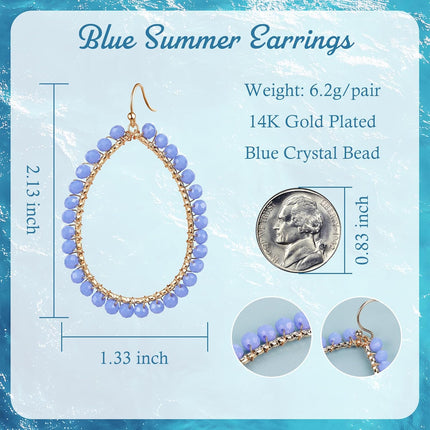 PEALICIOUS Summer Earrings for Women, Teardrop Boho Earrings Dangling Gold Hoop Earrings as Vacation Beach Jewelry, Beach Earrings Statement Gold Earrings for Her as Summer Gifts Wedding Accessories