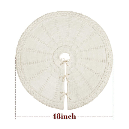 Knit Christmas Tree Skirts, Neutral Tree Skirt, Cozy Christmas Decorations