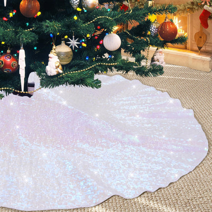 Black Christmas Tree Skirt, 36 Inch Sequin Tree Skirt