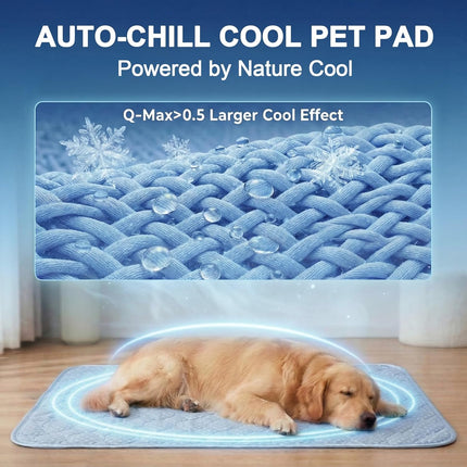 Dog Cooling Mat Q-MAX>0.5 Self-Cooling Mat for Dogs Crate Pad for Dogr, 2-in-1 Long-Lasting Cool Mats and Soft Kennel Pad for Dogs, Easy Washable Mat for Bed Crate Car