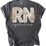 Floral RN Registered Nurse Botanical T-Shirt
