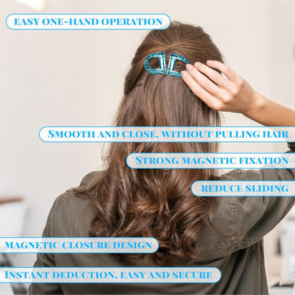 Magnetic Hair Clips 2026,Strong Hold No-Slip Magnetic Hair Styling Clips,Seamless 2-in-1 Design for Easy Everyday Hairstyles.2 Pack (Black+Brown)