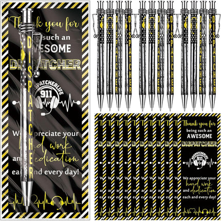 Frienda 25 Set 911 Dispatcher Gifts Bulk Telecommunicator Week Gifts Ballpoint Pens with Thank You Bookmarks 911 Dispatcher Appreciation Us Flag Ballpoint Pens for Emergency First Responder Police